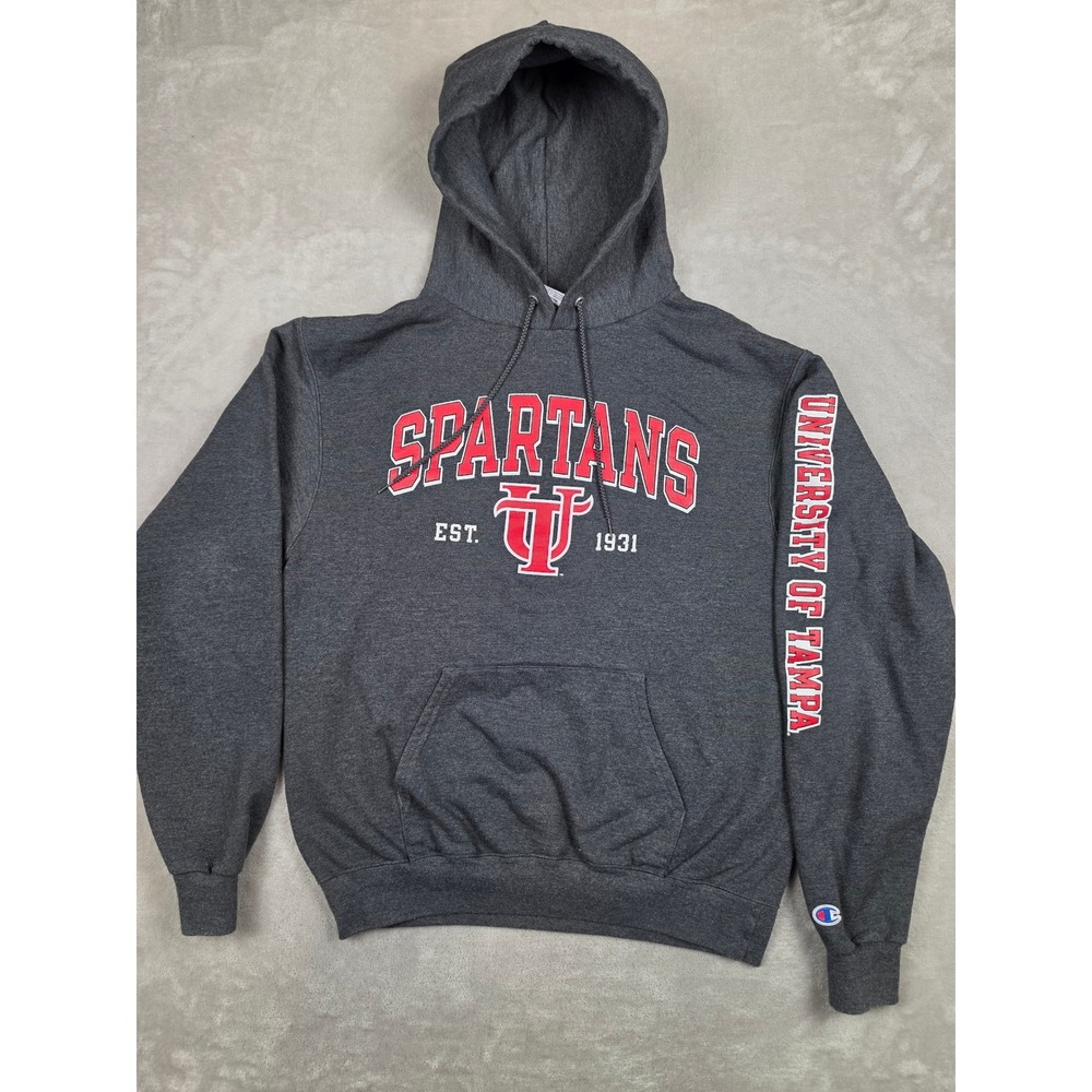 Champion Hoodie Men M Gray University of Tampa Spartans Graphic Pullover Read